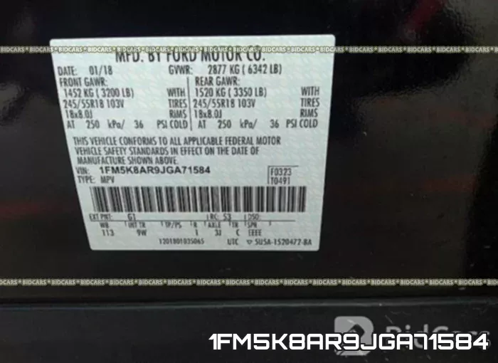 1FM5K8AR9JGA71584 фото 10