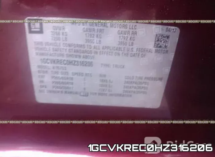 1GCVKREC0HZ316206 фото 10