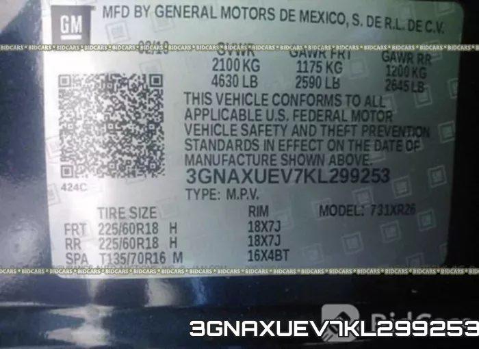 3GNAXUEV7KL299253 фото 10