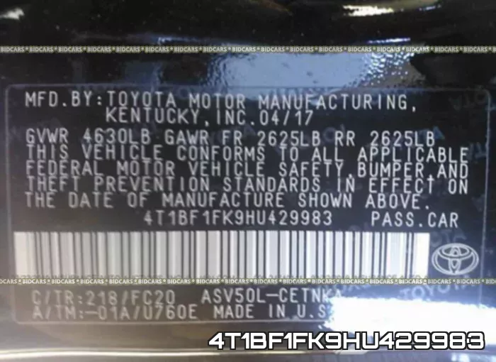 4T1BF1FK9HU429983 фото 9