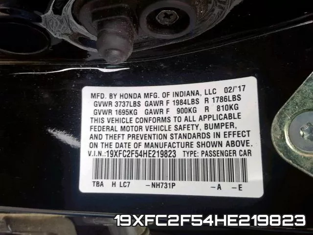 19XFC2F54HE219823 фото 2