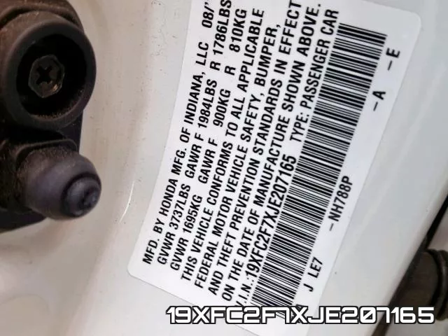 19XFC2F7XJE207165 фото 2
