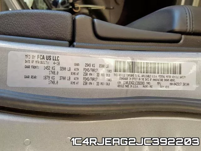 1C4RJEAG2JC392203 фото 2