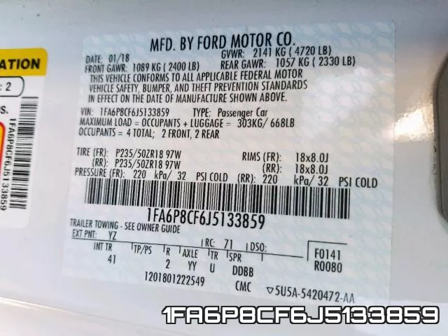 1FA6P8CF6J5133859 фото 2