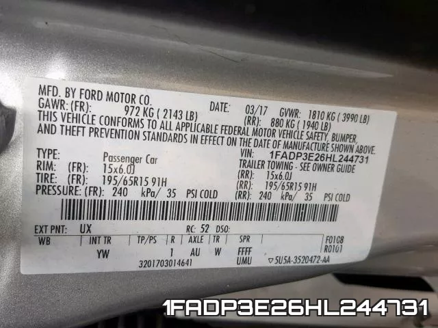 1FADP3E26HL244731 фото 2