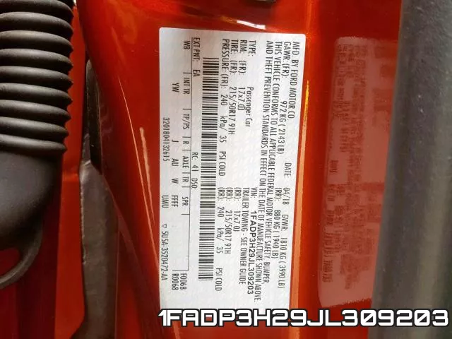 1FADP3H29JL309203 фото 2