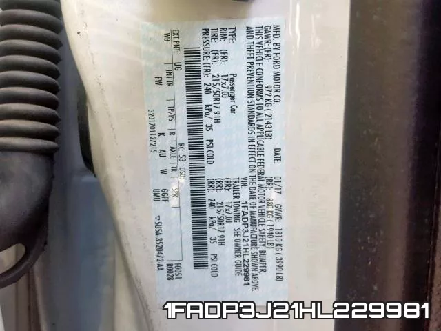 1FADP3J21HL229981 фото 2