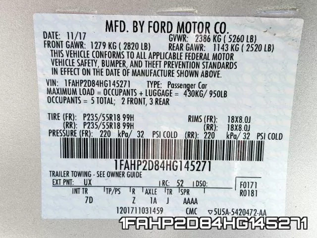 1FAHP2D84HG145271 фото 2