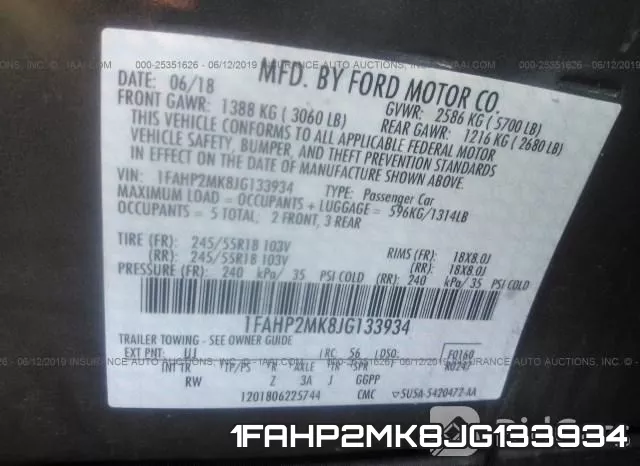 1FAHP2MK8JG133934 фото 10