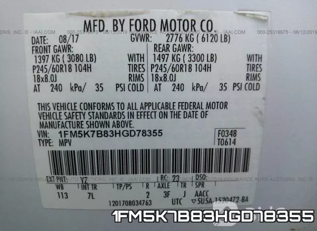 1FM5K7B83HGD78355 фото 10