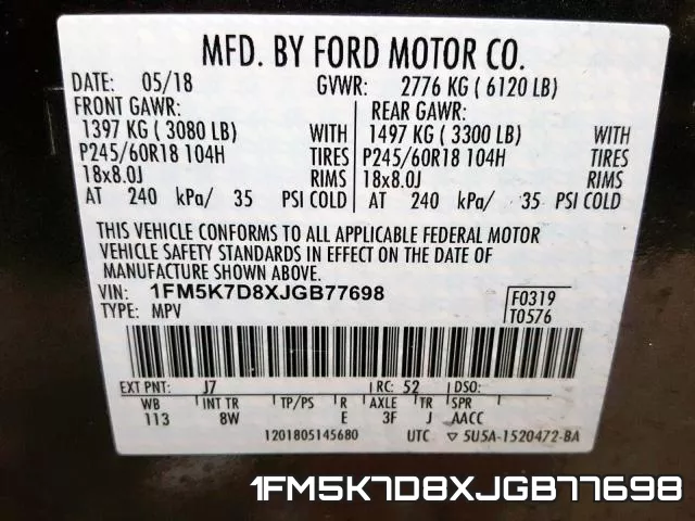 1FM5K7D8XJGB77698 фото 2