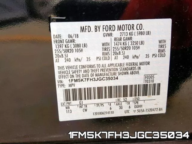 1FM5K7FH3JGC35034 фото 2