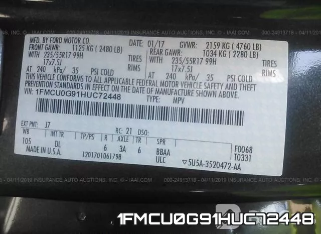 1FMCU0G91HUC72448 фото 10