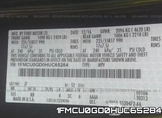 1FMCU0GD0HUC65284 фото 10