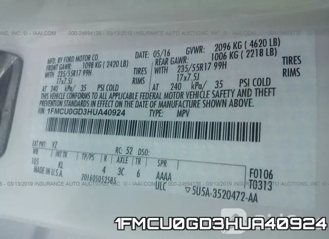 1FMCU0GD3HUA40924 фото 10
