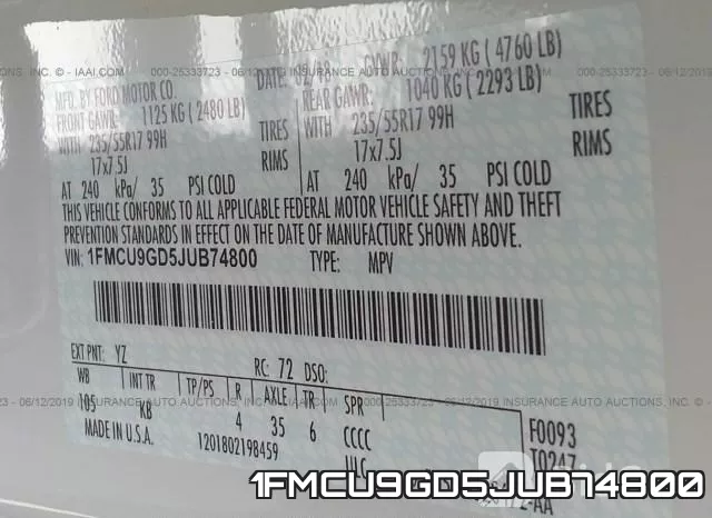 1FMCU9GD5JUB74800 фото 10