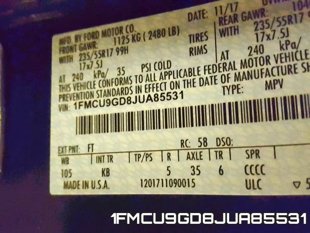 1FMCU9GD8JUA85531 фото 2