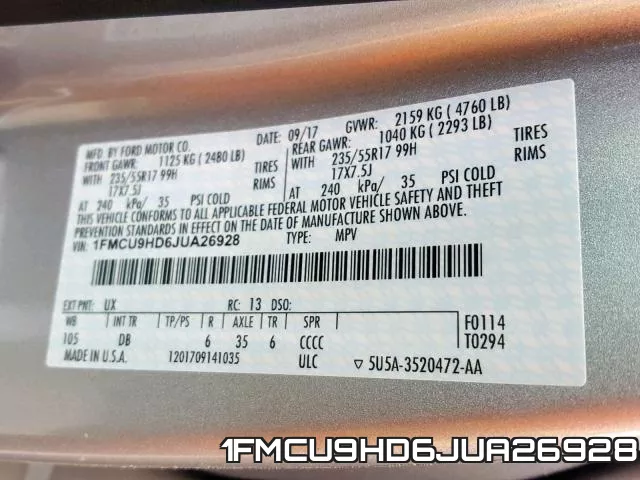 1FMCU9HD6JUA26928 фото 2