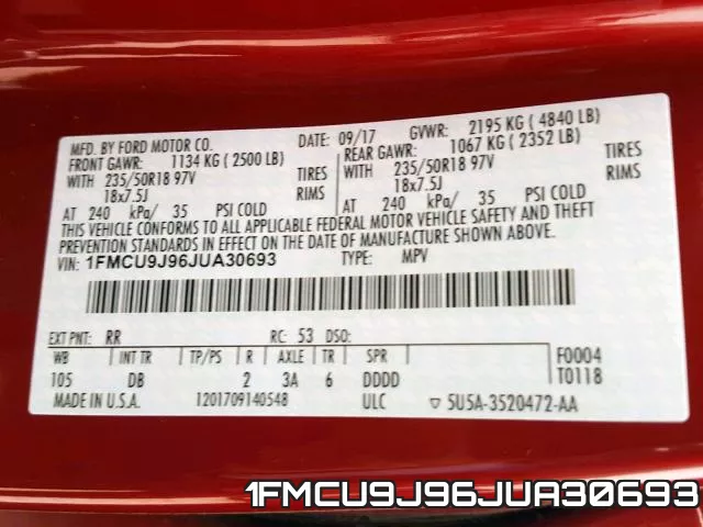 1FMCU9J96JUA30693 фото 2