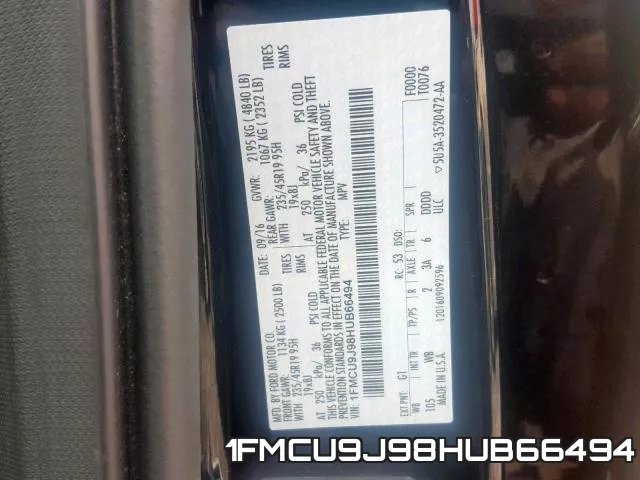 1FMCU9J98HUB66494 фото 2