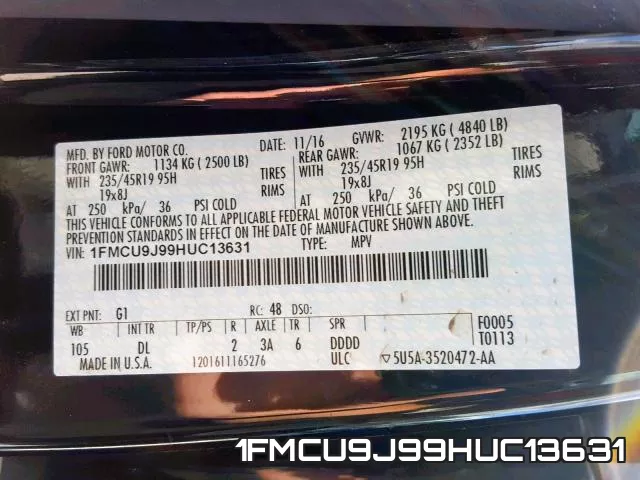 1FMCU9J99HUC13631 фото 2