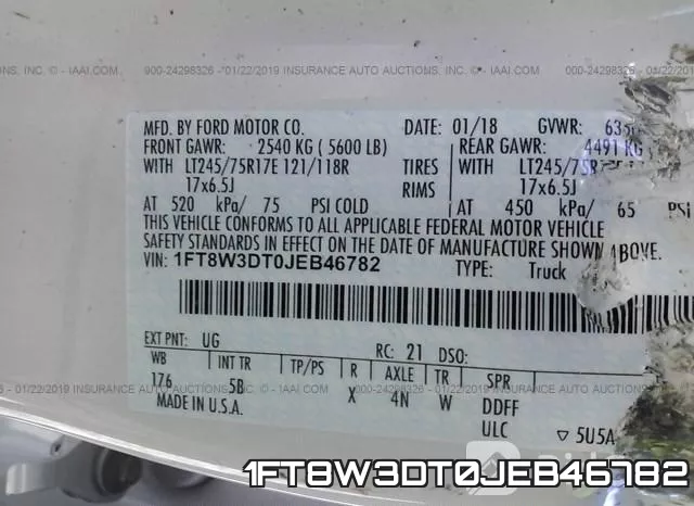 1FT8W3DT0JEB46782 фото 10