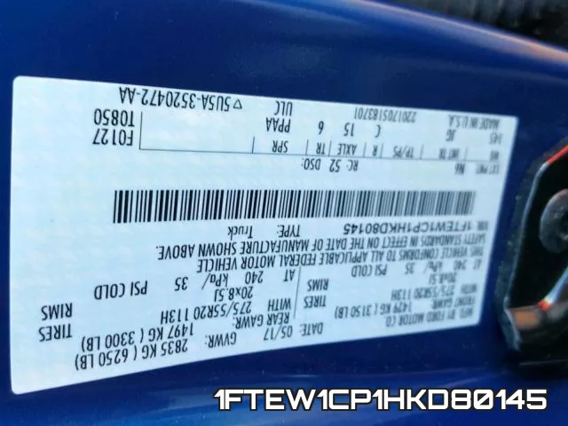 1FTEW1CP1HKD80145 фото 2