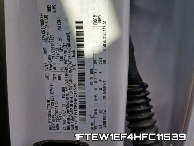 1FTEW1EF4HFC11539 фото 2