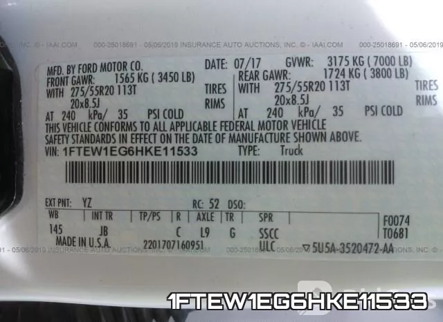 1FTEW1EG6HKE11533 фото 10
