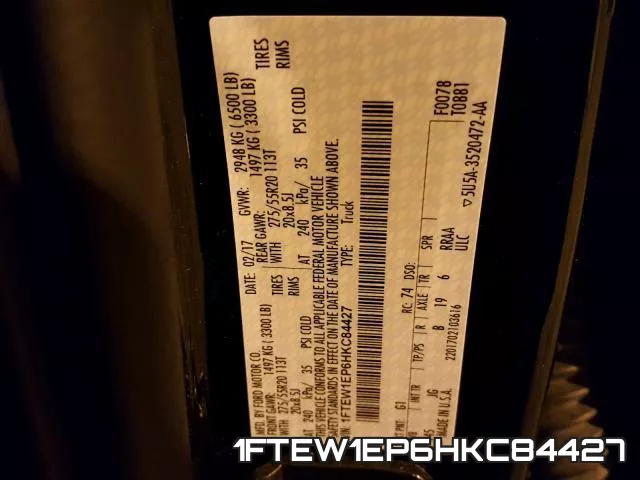1FTEW1EP6HKC84427 фото 2