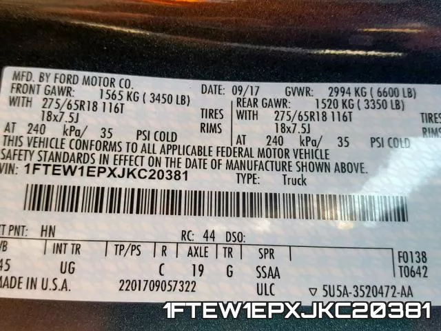1FTEW1EPXJKC20381 фото 2