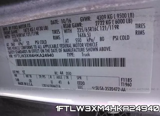 1FTLW3XM4HKA24940 фото 10