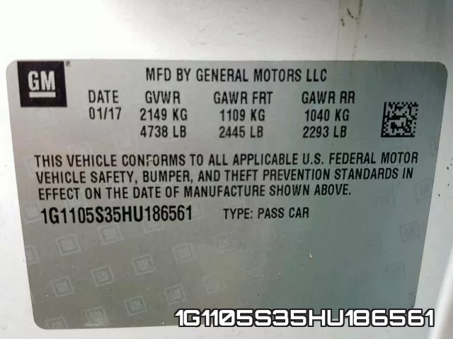 1G1105S35HU186561 фото 2
