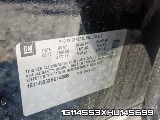1G1145S3XHU145699 фото 2