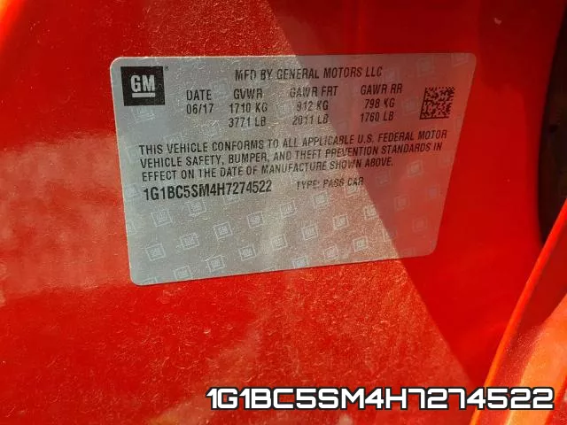 1G1BC5SM4H7274522 фото 2