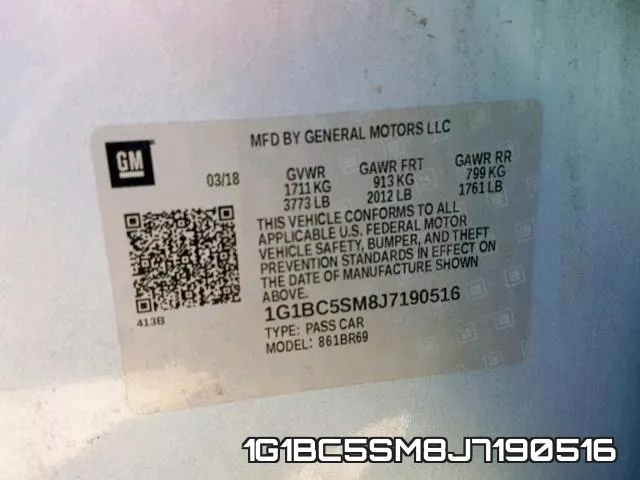 1G1BC5SM8J7190516 фото 2