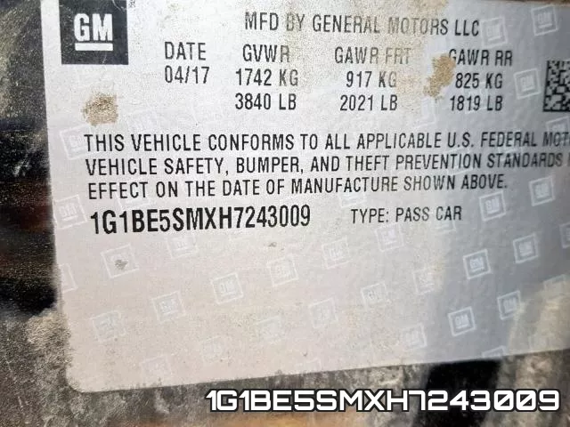 1G1BE5SMXH7243009 фото 2