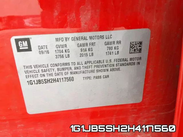 1G1JB5SH2H4117560 фото 2