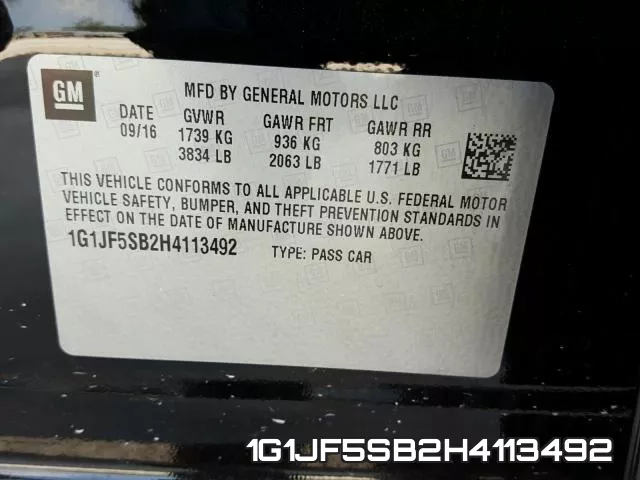 1G1JF5SB2H4113492 фото 2