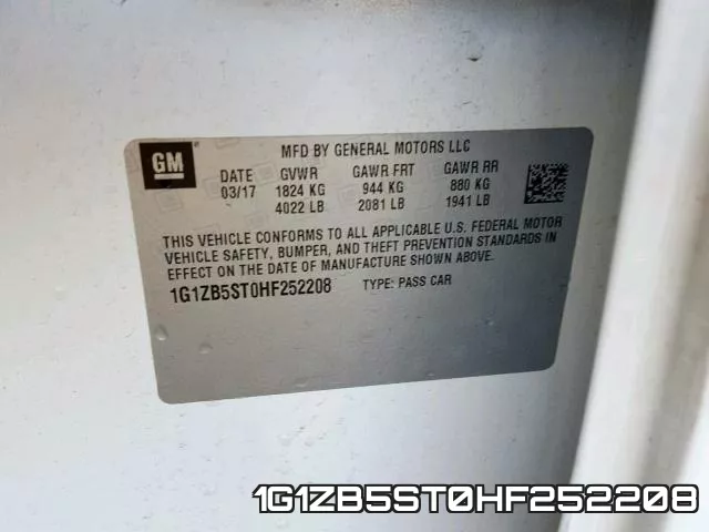1G1ZB5ST0HF252208 фото 2