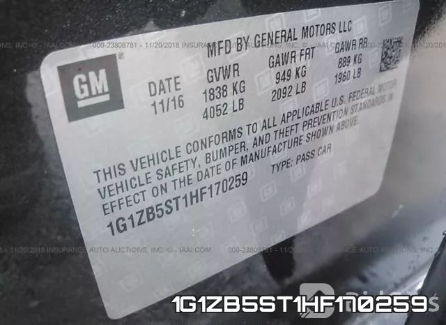 1G1ZB5ST1HF170259 фото 10