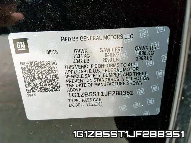 1G1ZB5ST1JF288351 фото 2