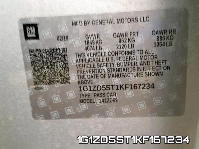 1G1ZD5ST1KF167234 фото 2