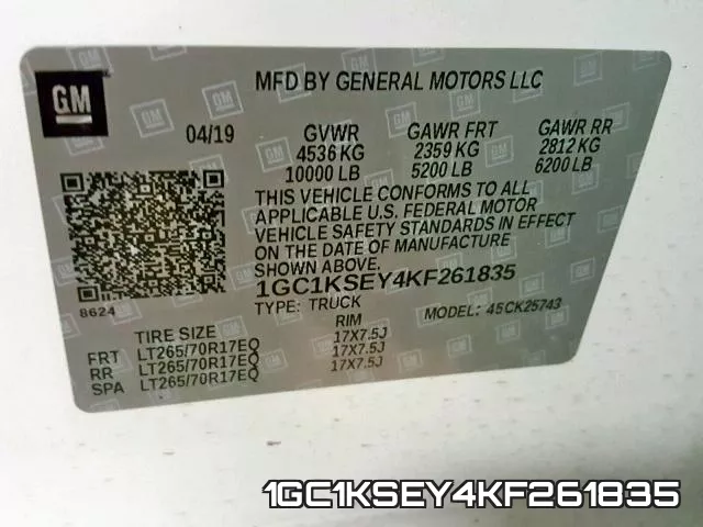 1GC1KSEY4KF261835 фото 2