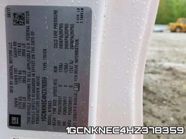 1GCNKNEC4HZ378359 фото 2