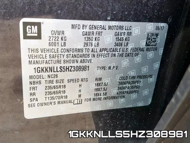1GKKNLLS5HZ308981 фото 2