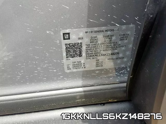 1GKKNLLS6KZ148276 фото 2