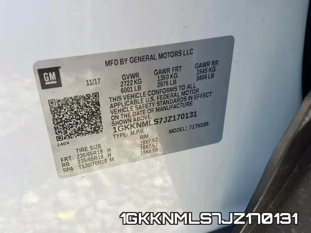 1GKKNMLS7JZ170131 фото 2
