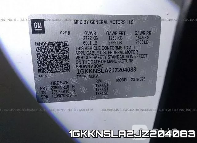 1GKKNSLA2JZ204083 фото 10