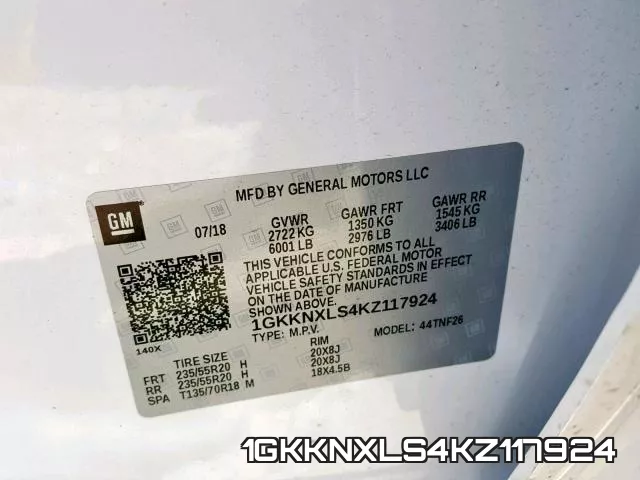 1GKKNXLS4KZ117924 фото 2